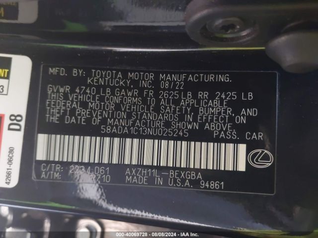 58ADA1C13NU025245 Lexus ES 300H