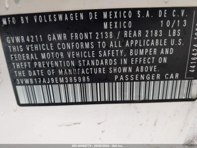 3VWB17AJ9EM385985 Volkswagen Jetta 1.8t Se