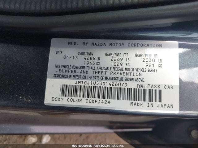 JM1GJ1U53G1426079 Mazda Mazda6 I Sport