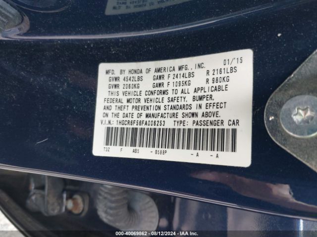 1HGCR6F56FA006253 Honda Accord Hybrid Ex-l