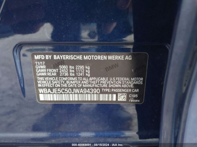 WBAJE5C50JWA94390 BMW 540I
