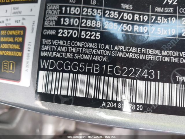 WDCGG5HB1EG227431 Mercedes-Benz GLK 350