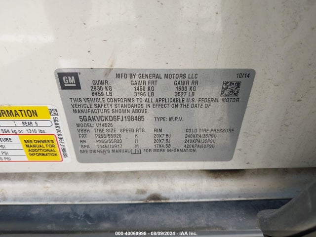 5GAKVCKD6FJ198485 Buick Enclave Premium