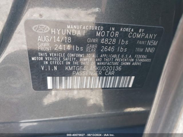 KMTG64LA5KU020136 Genesis G70 2.0t Advanced