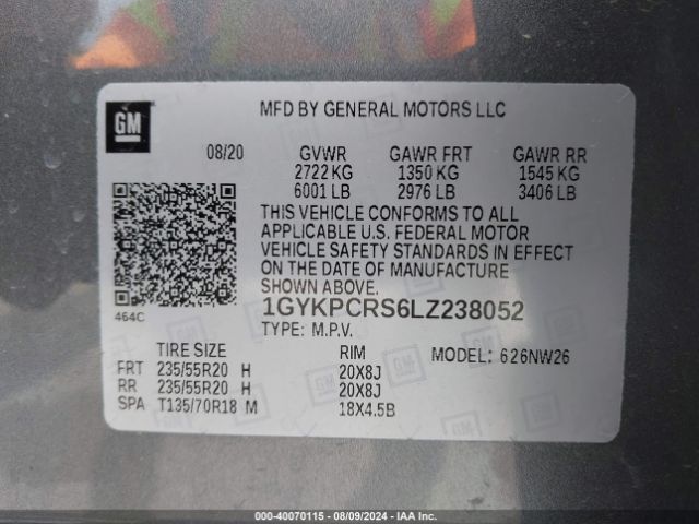 1GYKPCRS6LZ238052 Cadillac Xt6 Fwd Premium Luxury