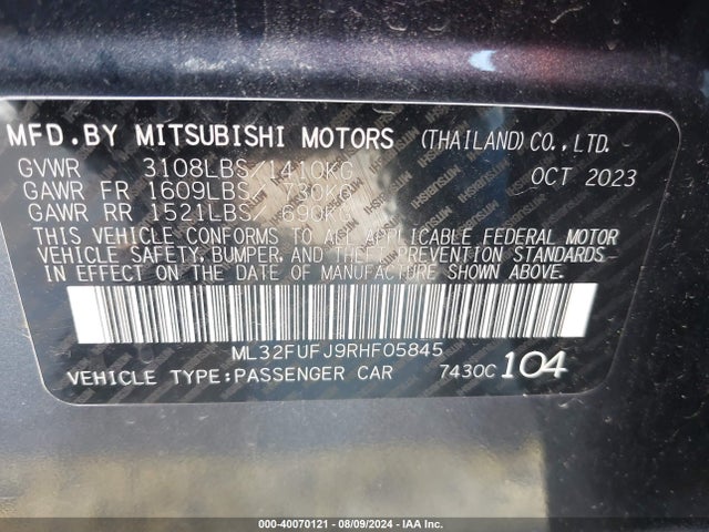 Mitsubishi Mirage G4 Es 2024 ML32FUFJ9RHF05845 Image 9
