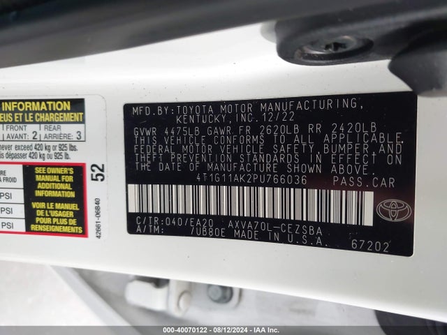 Toyota CAMRY SE 2023 4T1G11AK2PU766036 Image 9