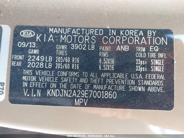 KIA dohc gdi gamma 2014 KNDJN2A29E7001860 Image 9