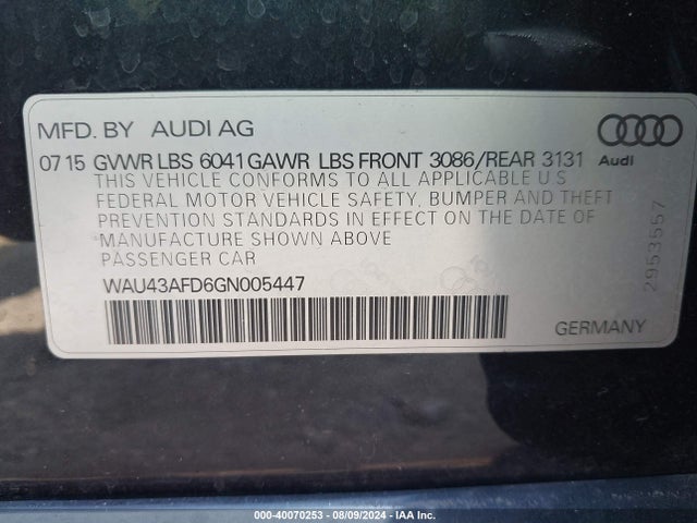 WAU43AFD6GN005447 Audi A8 L 4.0t Sport