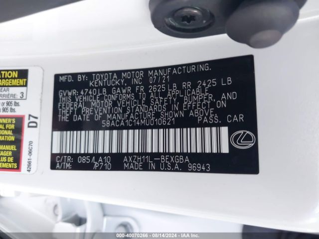 58ACA1C14MU010621 Lexus ES 300H