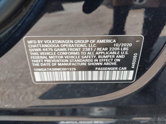 1VWSA7A38MC001325 Volkswagen Passat 2.0t Se