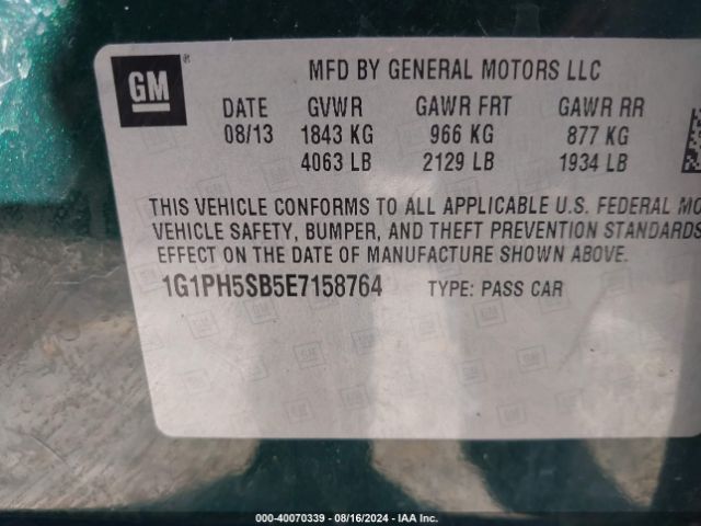 1G1PH5SB5E7158764 Chevrolet Cruze Eco Auto