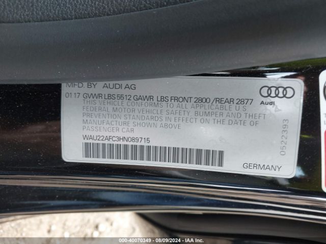 WAU22AFC3HN089715 Audi A7 3.0t Premium Plus