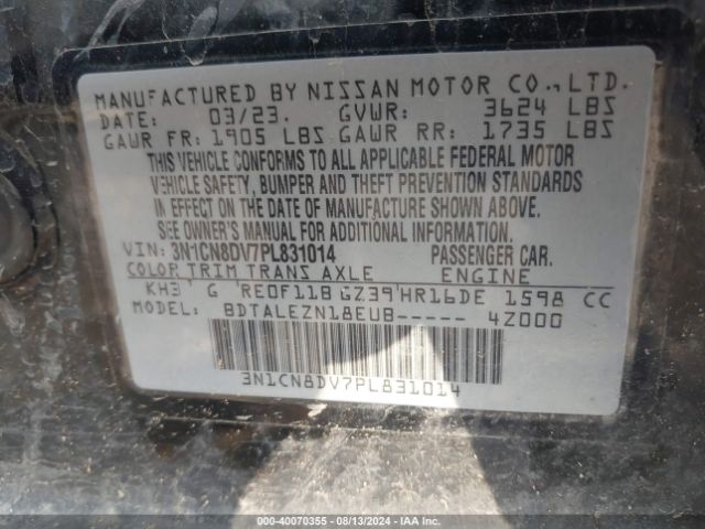 3N1CN8DV7PL831014 Nissan Versa 1.6 S Xtronic Cvt