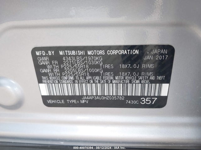 2017 MITSUBISHI OUTLANDER SPORT JA4AP3AU3HZ035782 Photo 8