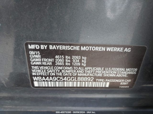 WBA4A9C54GGL88892 BMW 428i Gran Coupe