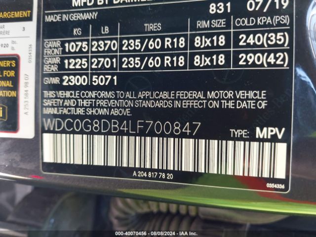 WDC0G8DB4LF700847 Mercedes-Benz GLC 300