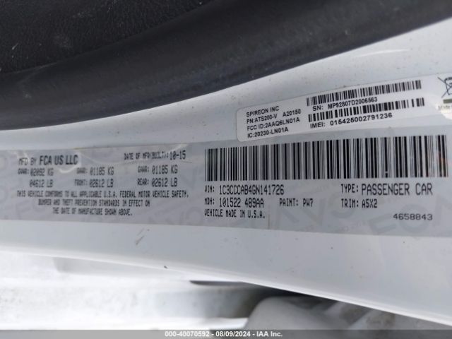 1C3CCCAB4GN141726 Chrysler 200 Limited