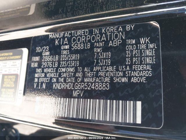 KNDRHDLG6R5248883 KIA Sorento Hybrid Ex