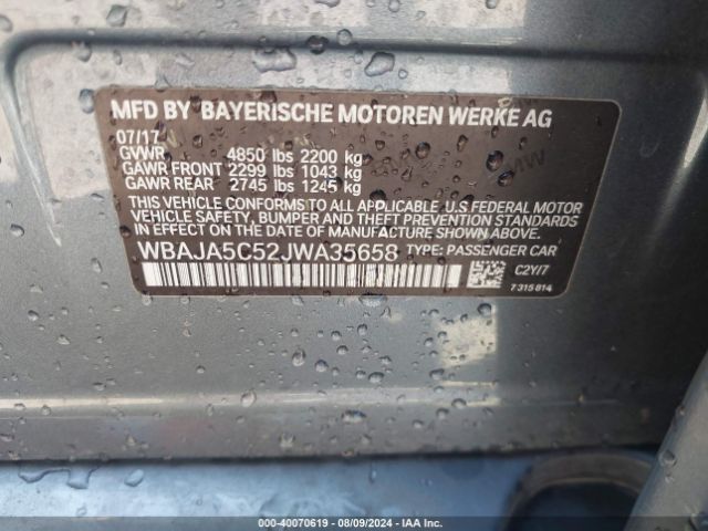 WBAJA5C52JWA35658 BMW 530I