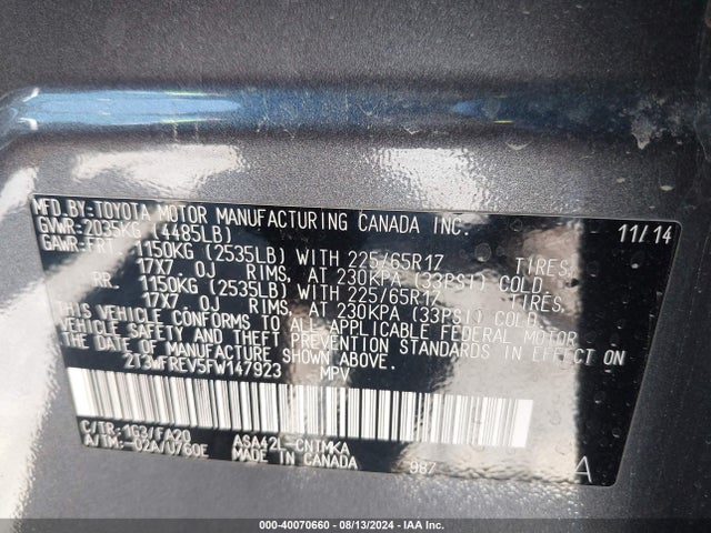 Toyota Rav4 Xle 2015 2T3WFREV5FW147923 Image 9