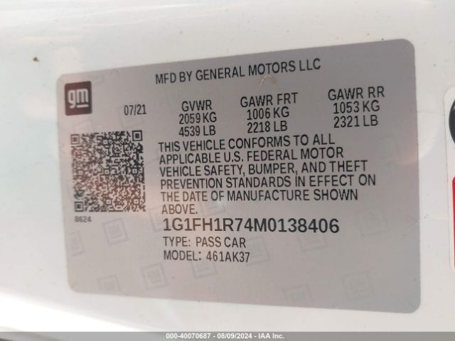 1G1FH1R74M0138406 Chevrolet Camaro Rwd  2ss