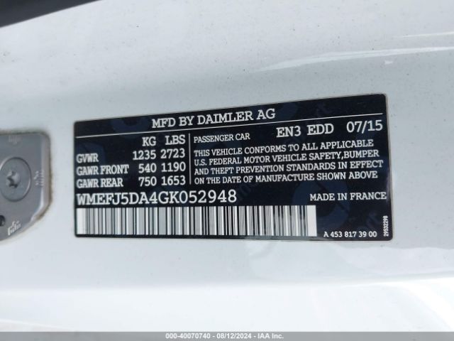 WMEFJ5DA4GK052948 Smart Fortwo Passion/prime/proxy/pure