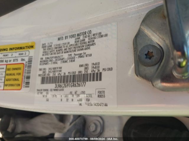 3LN6L2G91GR626177 Lincoln MKZ