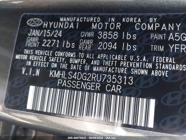 Hyundai ELANTRA SEL 2024 KMHLS4DG2RU735313 Image 9
