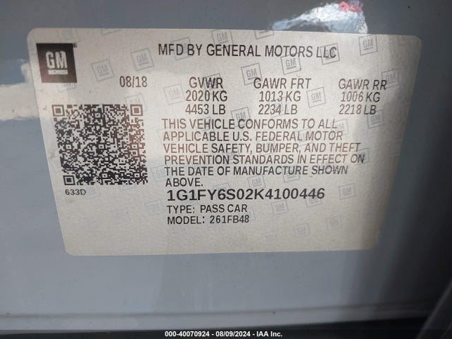 Chevrolet BOLT EV LT 2019 1G1FY6S02K4100446 Image 9