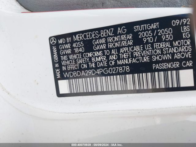 1993 MERCEDES-BENZ 190 WDBDA29D4PG027878 Photo 8