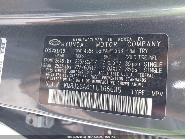 Hyundai TUCSON SE 2020 KM8J23A41LU166635 Image 9
