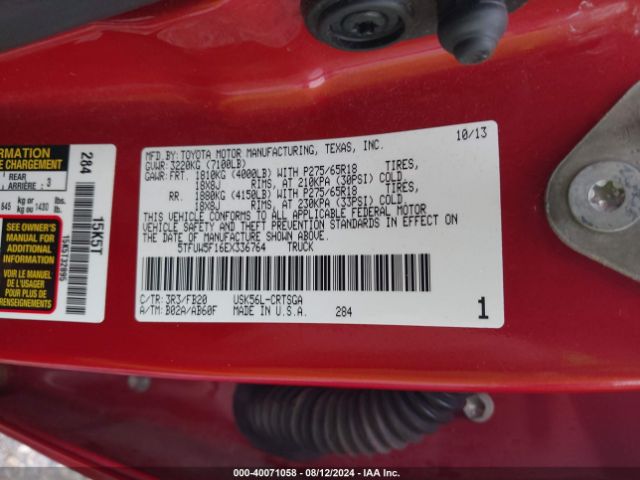2014 TOYOTA TUNDRA 5TFUW5F16EX336764 Photo 8