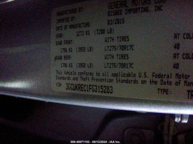 3GCUKREC1FG315283 Chevrolet Silverado 1500 1lt/2lt