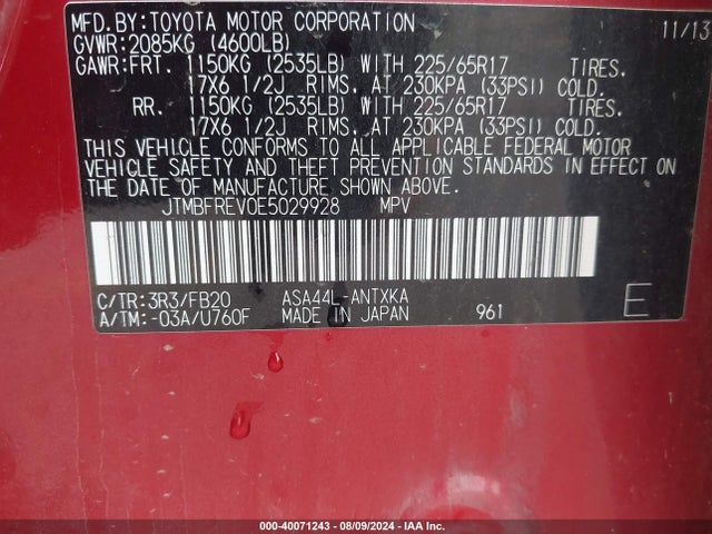 Toyota RAV4 LE 2014 JTMBFREV0E5029928 Image 9