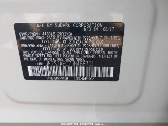 JF2SJAEC7JH468701 Subaru Forester 2.5i Premium