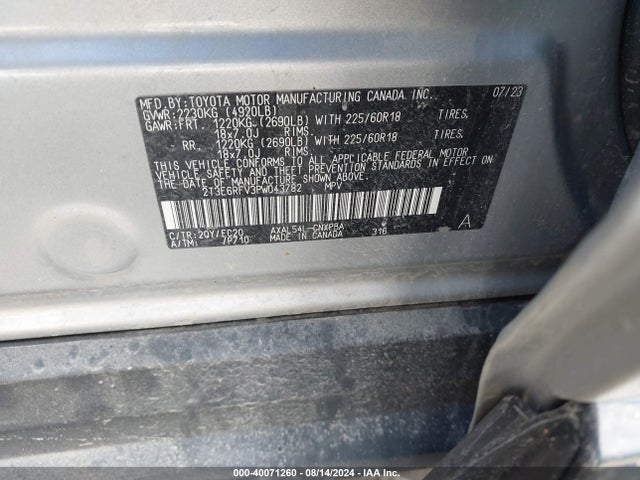 2T3E6RFV3PW043782 Toyota Rav4 Hybrid Xse