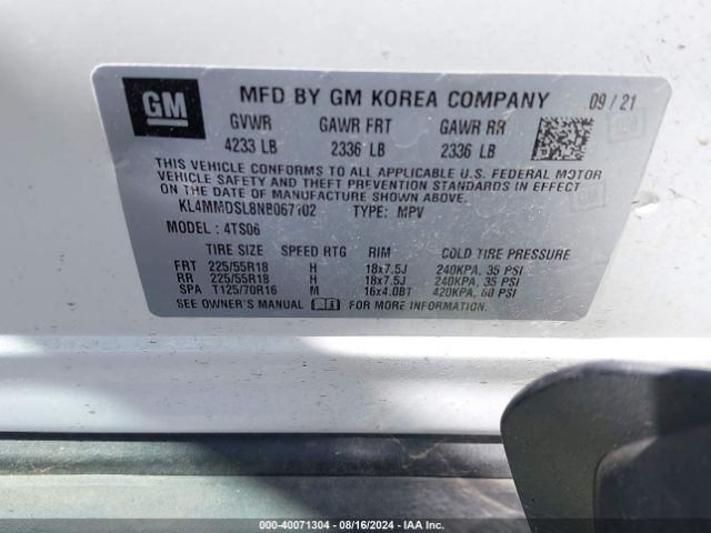 KL4MMDSL8NB067102 Buick Encore Gx Fwd Select