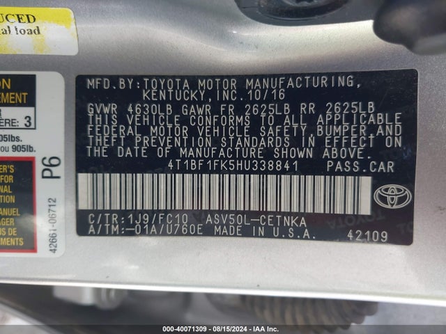 Toyota CAMRY LE 2017 4T1BF1FK5HU338841 Image 9