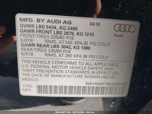 WA1ANAFY8K2093098 Audi Q5 45 Premium