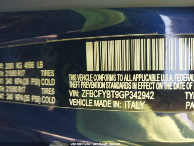 ZFBCFYBT9GP342942 Fiat 500x Easy