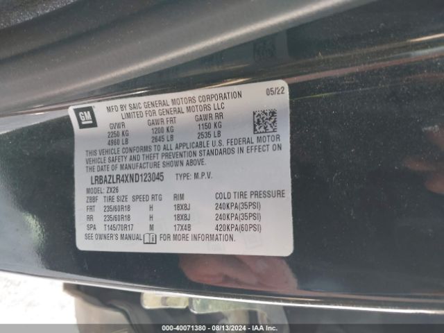 LRBAZLR4XND123045 Buick Envision Fwd Preferred