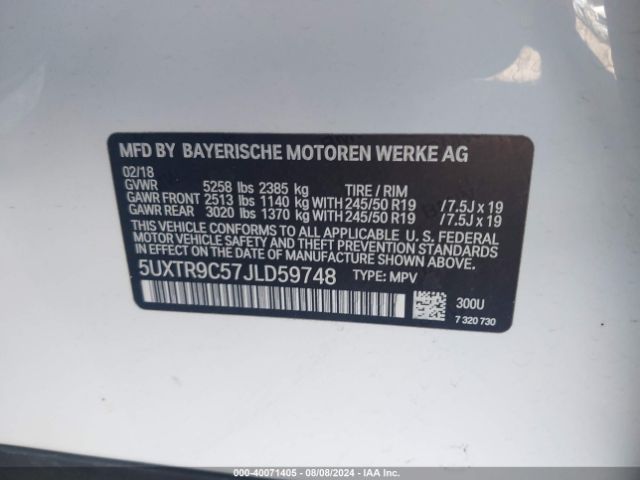5UXTR9C57JLD59748 BMW X3 Xdrive30i