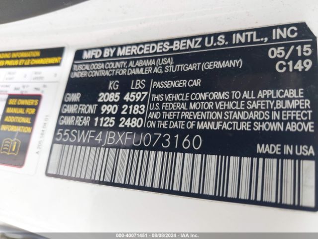 55SWF4JBXFU073160 Mercedes-Benz C 300 Luxury/sport