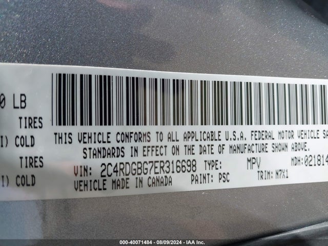 Dodge Grand Caravan Se 30th Anniversary 2014 2C4RDGBG7ER316698 Image 9
