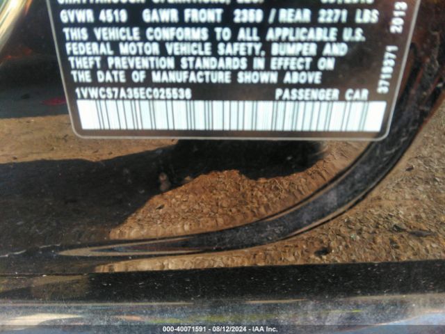 1VWCS7A35EC025536 Volkswagen Passat 1.8t Sel Premium