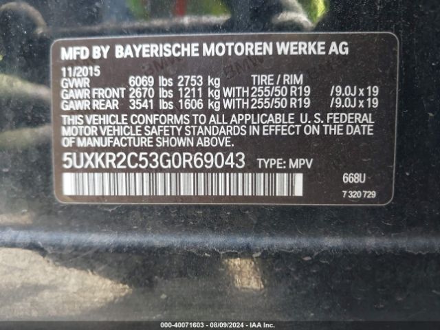 5UXKR2C53G0R69043 BMW X5 Sdrive35i