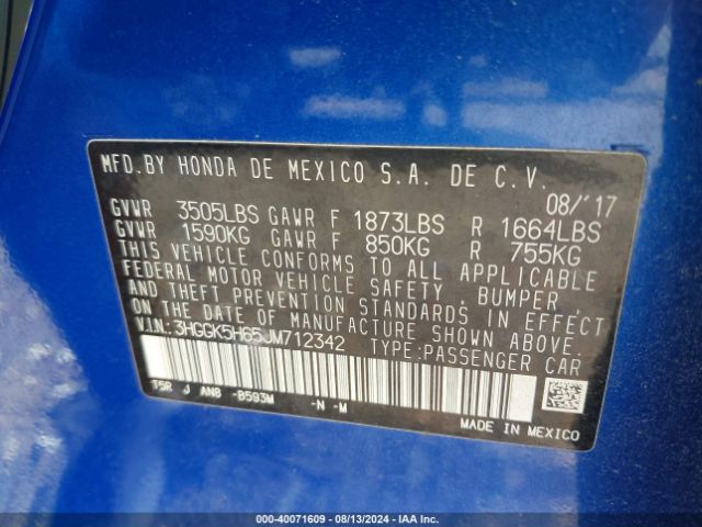 3HGGK5H65JM712342 Honda Fit Sport