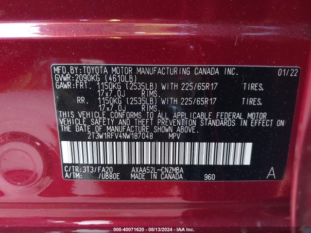Toyota Rav4 Xle 2022 2T3W1RFV4NW187048 Image 9