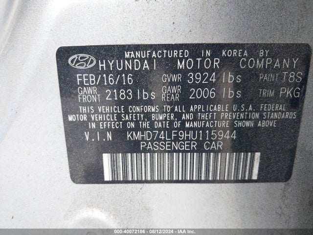 Hyundai ELANTRA SE 2017 KMHD74LF9HU115944 Image 9